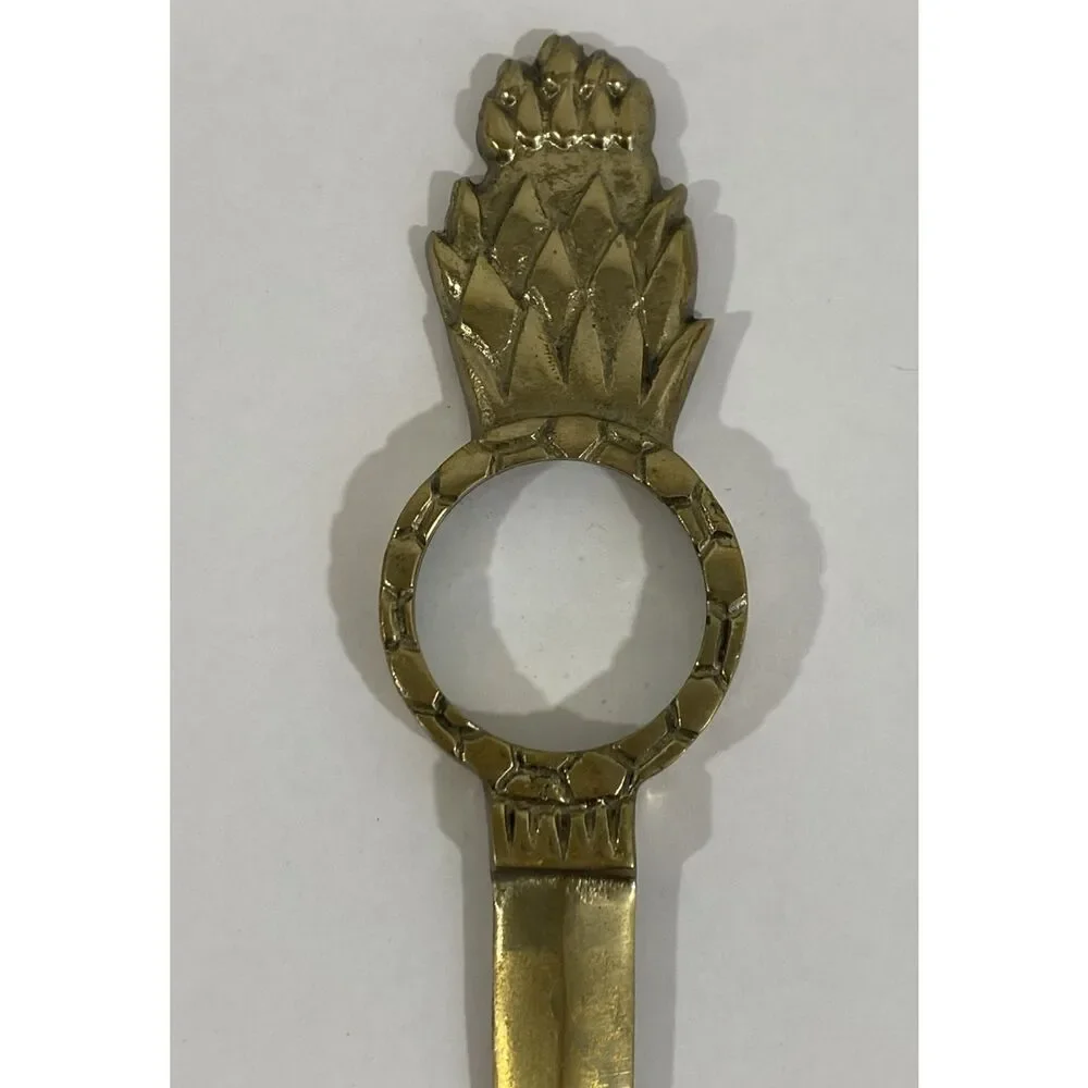 Vintage Brass Midcentury Pineapple Letter‎ Opener With Magnifying Glass 10.5”